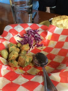 The fried okra, which as you can see, is almost gone.